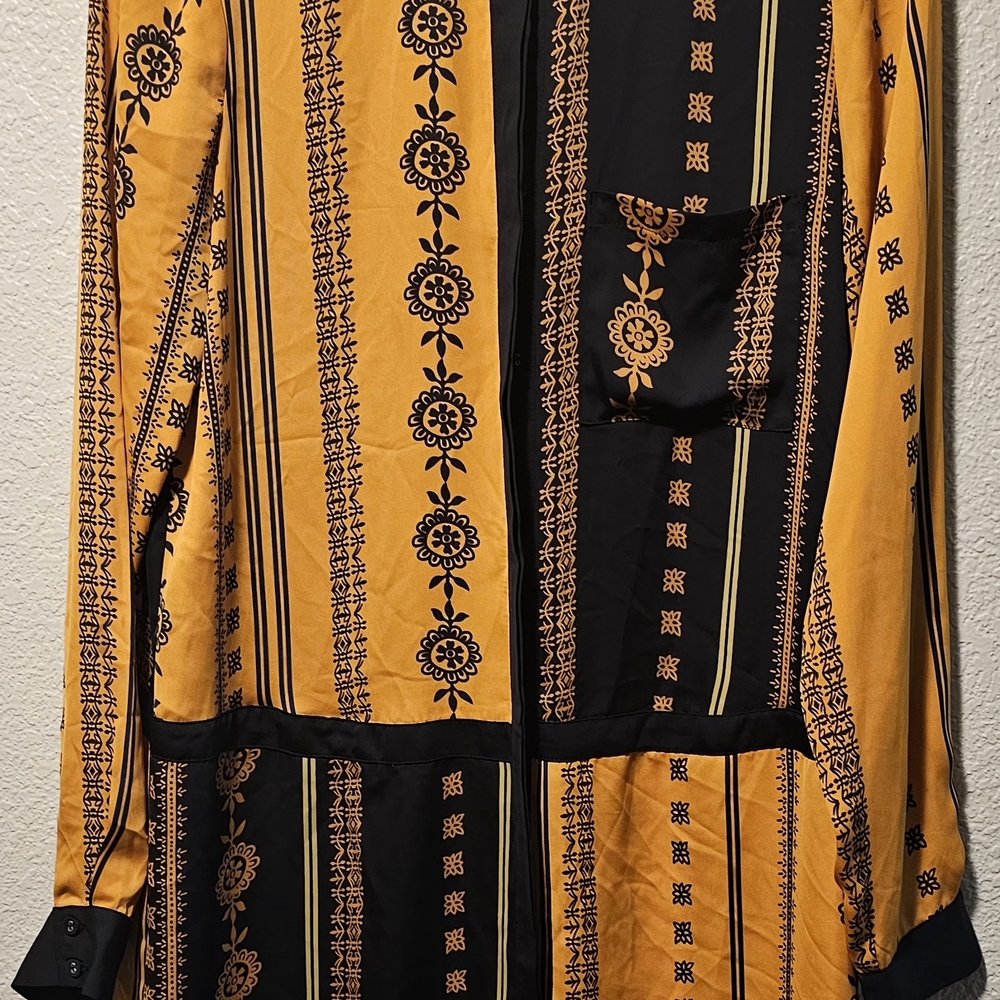 House of Harlow 1960 Black and Gold Patterned Blouse